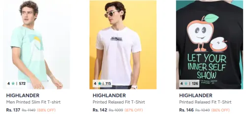 Image of Highlander Men's T-Shirts @ Upto 90% Discount