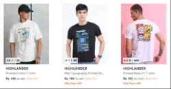 Highlander Mens T-shirts @ Upto 85% Discount 