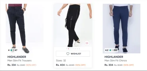 Image of HIGHLANDER Men's Trousers Upto 90% Discount