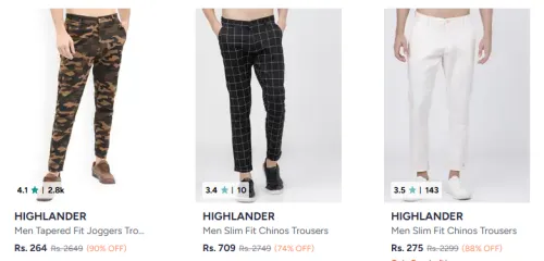 Image of Highlander Men's Trousers @ Upto 90% Discount