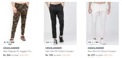 Highlander Mens Trousers @ Upto 90% Discount