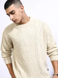 HIGHLANDER Men Self Design Round Neck Sweater