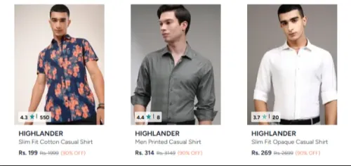 Image of Highlander men shirt Starting @ ₹199