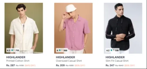 Image of Highlander men shirt Starting @ ₹209