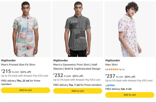 Image of Highlander Men's Slim Fit Shirt upto 85% discount
