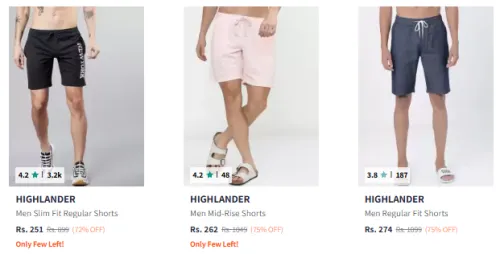 Image of Highlander Men Shorts Minimum 70% Discount