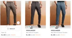 HIGHLANDER Men Slim Fit Chinos Trousers Starting At ₹398