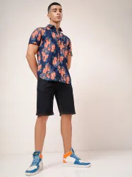 HIGHLANDER Men Slim Fit Floral Printed Casual Cotton Shirt