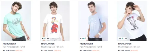 Image of HIGHLANDER Men T-shirt At Starting @ ₹139