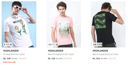 Image of Highlander Men T-shirt Starting @ ₹209