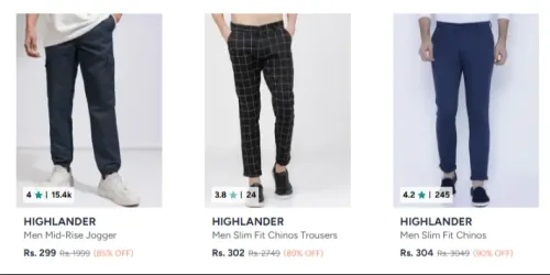 Image of HIGHLANDER men trousers upto 89% Discount 