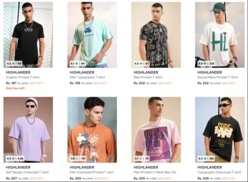 Image of HIGHLANDER men t-shirts at starting ₹187