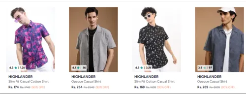 Image of Highlander Mens Apparels at minimum 89% Discount