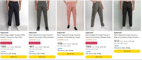 Image of Highlander Men's Cargo Trousers starting at ₹399