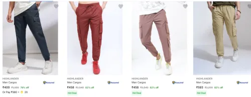 Image of Highlander Men's Cargos upto 82% Discount