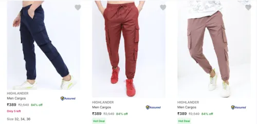 Image of Highlander Men's Cargos upto 84% Discount