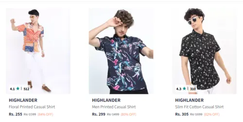 Image of HIGHLANDER Men's Casual Shirt Starting at just ₹255
