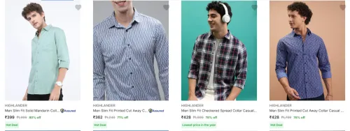 Image of Highlander Men's Casual Shirts at minimum 70% Discount