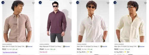 Image of HIGHLANDER Men's Casual Shirts at minimum 74% Discount