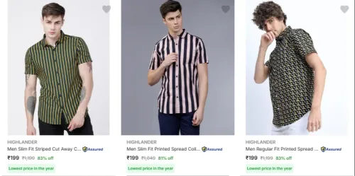 Image of Highlander Men's Casual Shirts starting at ₹199