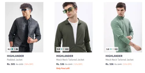 Image of Highlander Men's Jacket upto 78% Discount
