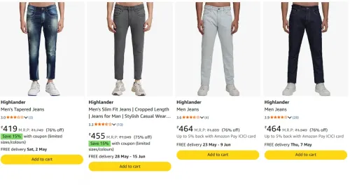 Image of Highlander Men's jeans at minimum 70% Discount