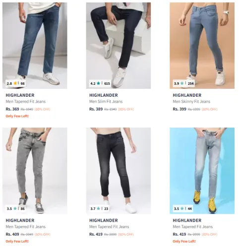 Image of HIGHLANDER Men's Jeans @ Flat 80% Discount
