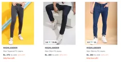 Highlander Mens Jeans at Minimum 80% Discount