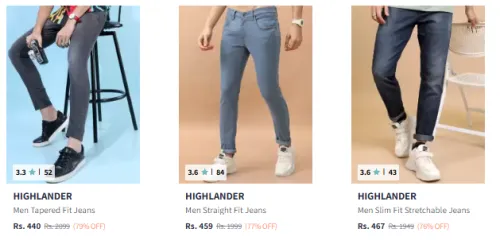 Image of Highlander Men's Jeans Starting at ₹440