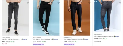 Image of HIGHLANDER Men's Jeans upto 82% Discount