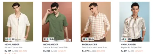 Image of HIGHLANDER men's shirt at starting ₹ 197