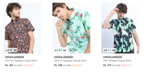 Image of Highlander Men's Shirts At Minimum 80% Discount