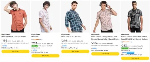 Image of Highlander mens shirts Starting ₹192