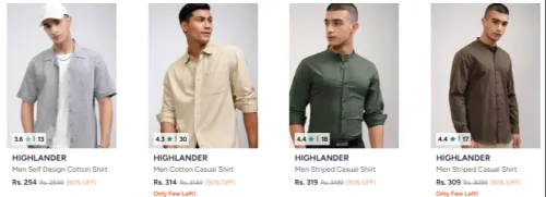Image of HIGHLANDER men's shits at minimum 90% Discount 