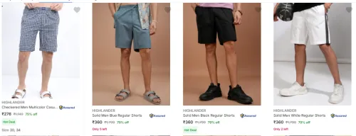 Image of HIGHLANDER Men's shorts upto 75% discount 