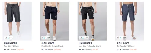 Image of Highlander Men's Shorts upto 83% Discount