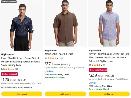 Image of Highlander Men's Slim Fit Striped Casual Shirt | Modern & Relaxed