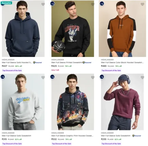 Image of HIGHLANDER Men's Sweatshirts at minimum 72% Discount