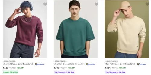 Image of HIGHLANDER Men's Sweatshirts Starting @ ₹329