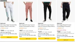 Highlander Mens Trousers upto 80% discount 
