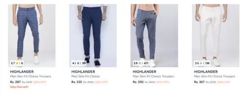 Image of Highlander Men's Trousers upto 89% Discount