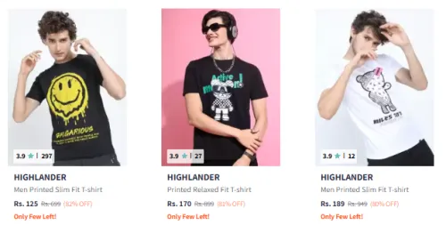 Image of Highlander Men's T-shirt Starting at ₹125