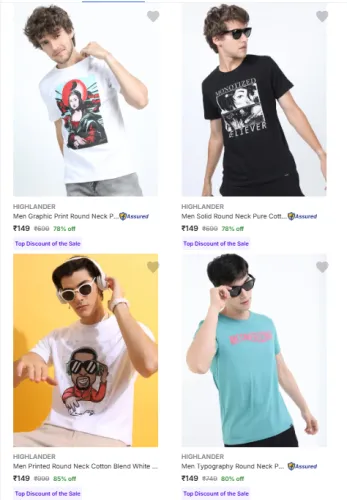 Image of HIGHLANDER Men's T Shirts at minimum 75% Discount