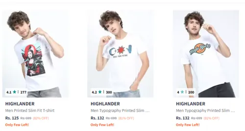 Image of HIGHLANDER Men's T-shirts at minimum 80% Discount