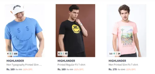 Image of Highlander Men's T-Shirts upto 83% Discount
