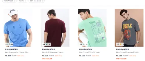 Image of HIGHLANDER Slim Fit Printed for Men Starting At @₹199