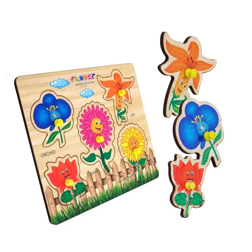 Image of HIGHROOF Flower Wooden Puzzle – Educational Jigsaw Learning Toy for Kids 3+
