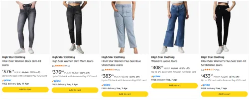 Image of High star clothing womens jeans upto 70% discount 