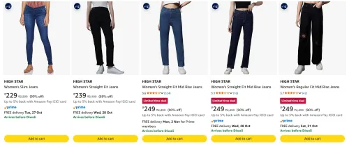Image of HIGH STAR Women's Jeans upto 90% Discount