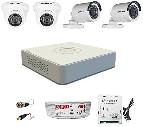 Image of HIKVISION Wired 720p HD 1MP Security Camera Kit, Black